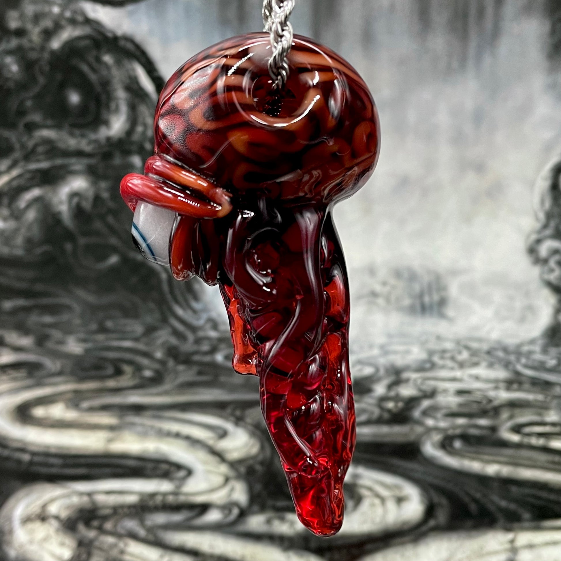 Brain pendant glass art - premium handcrafted piece