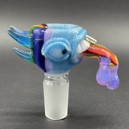 Close-up of 18mm Kool aid tongue slide - handcrafted glass
