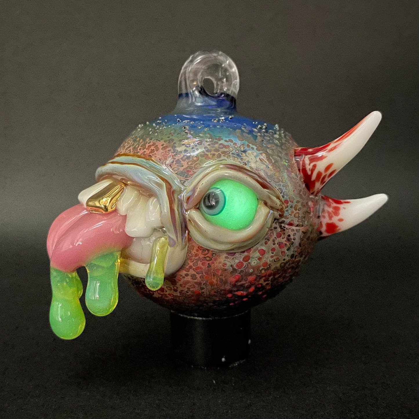 Hand-blown Tongue demon ornament - Leviathan Glass original