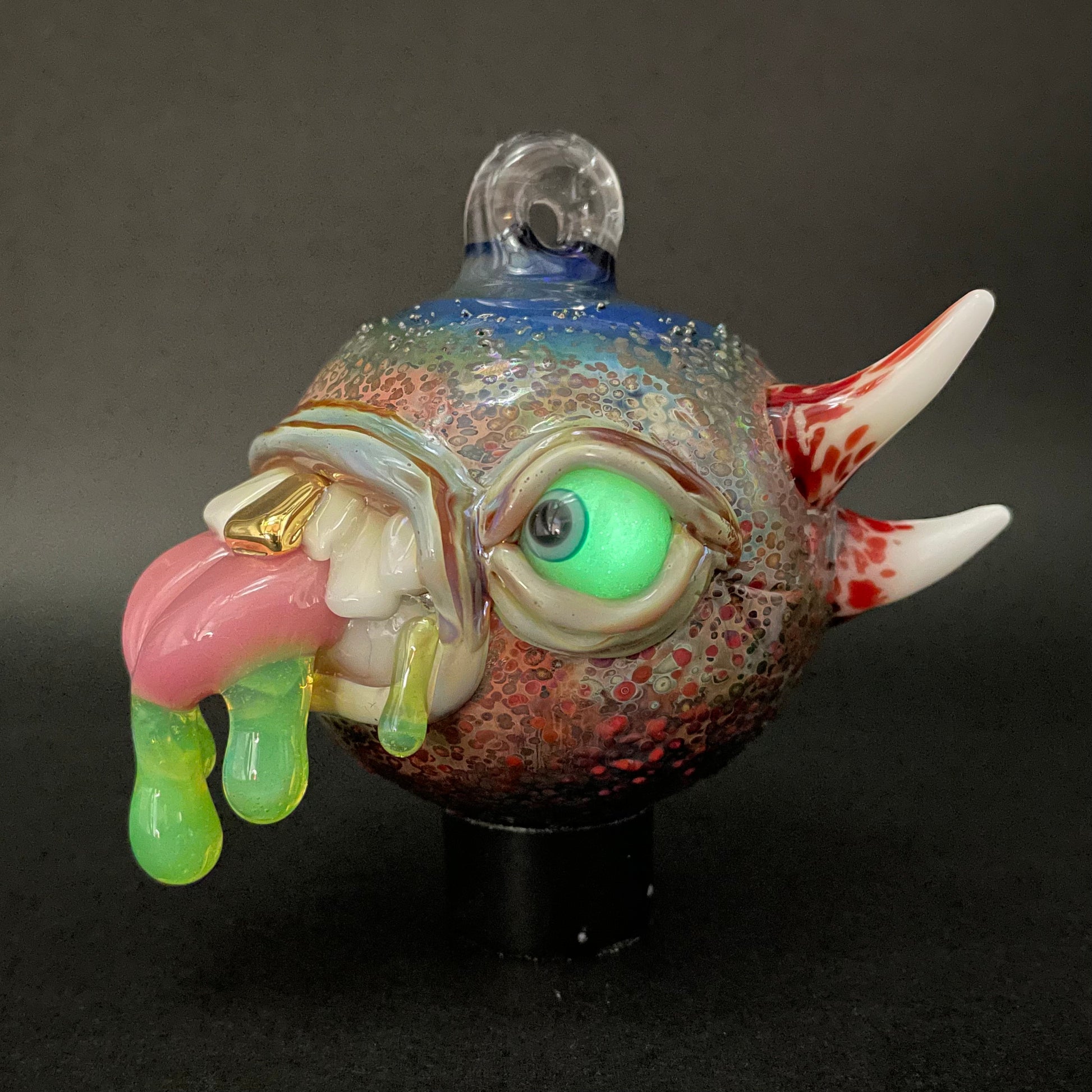 Hand-blown Tongue demon ornament - Leviathan Glass original
