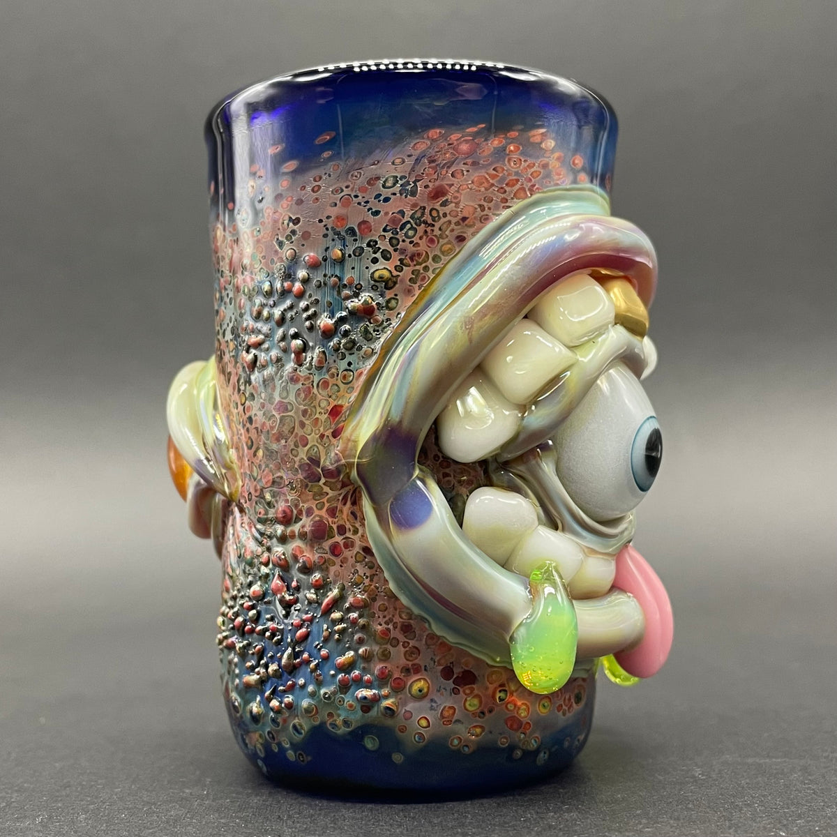 Hungry eyes monster shot glass glass art - premium handcrafted piece