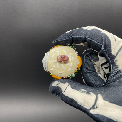 Hand-blown Eye love cheeseburger pendant - Leviathan Glass original