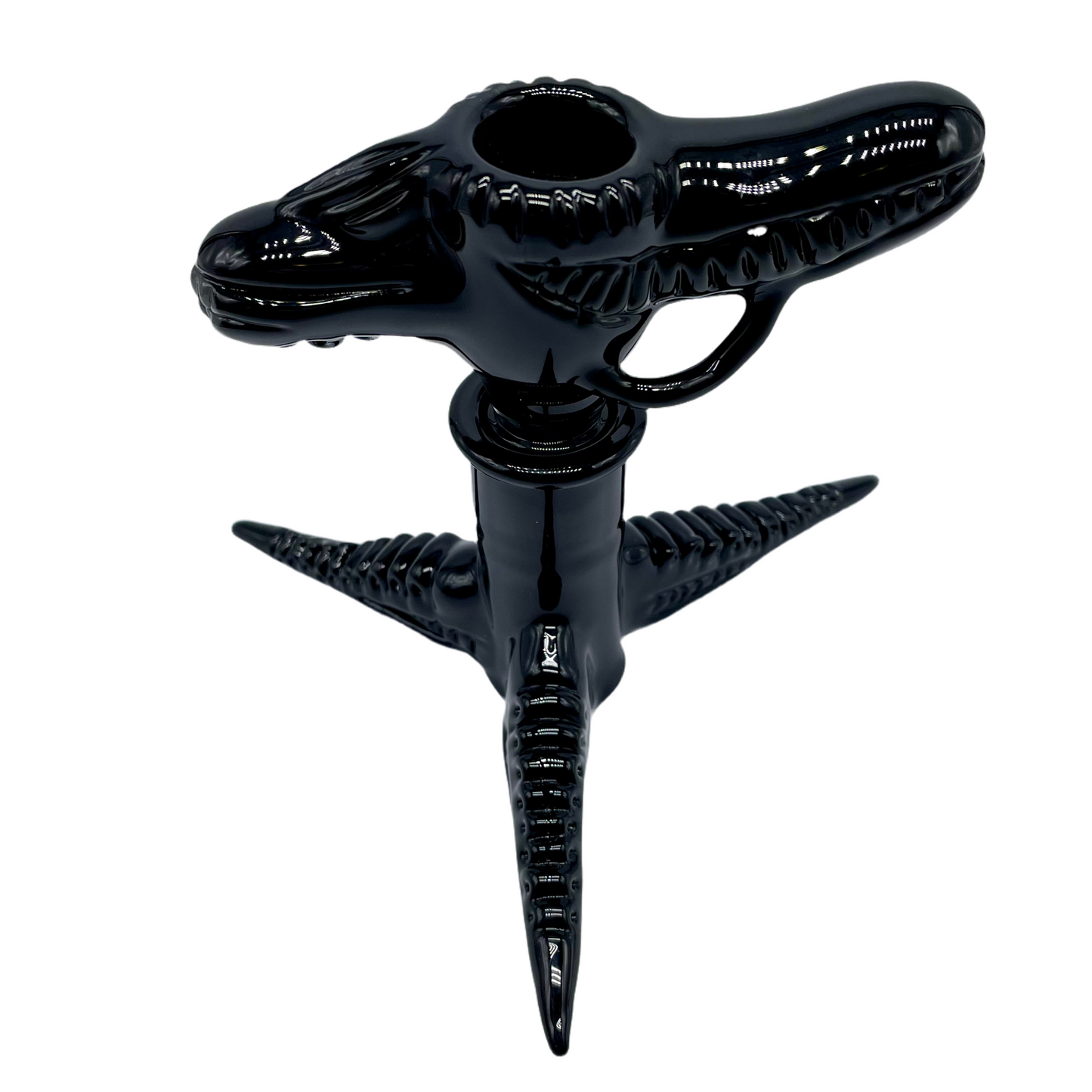 Hand-blown glass 18mm xenomorph slide with stand by Leviathan Glass