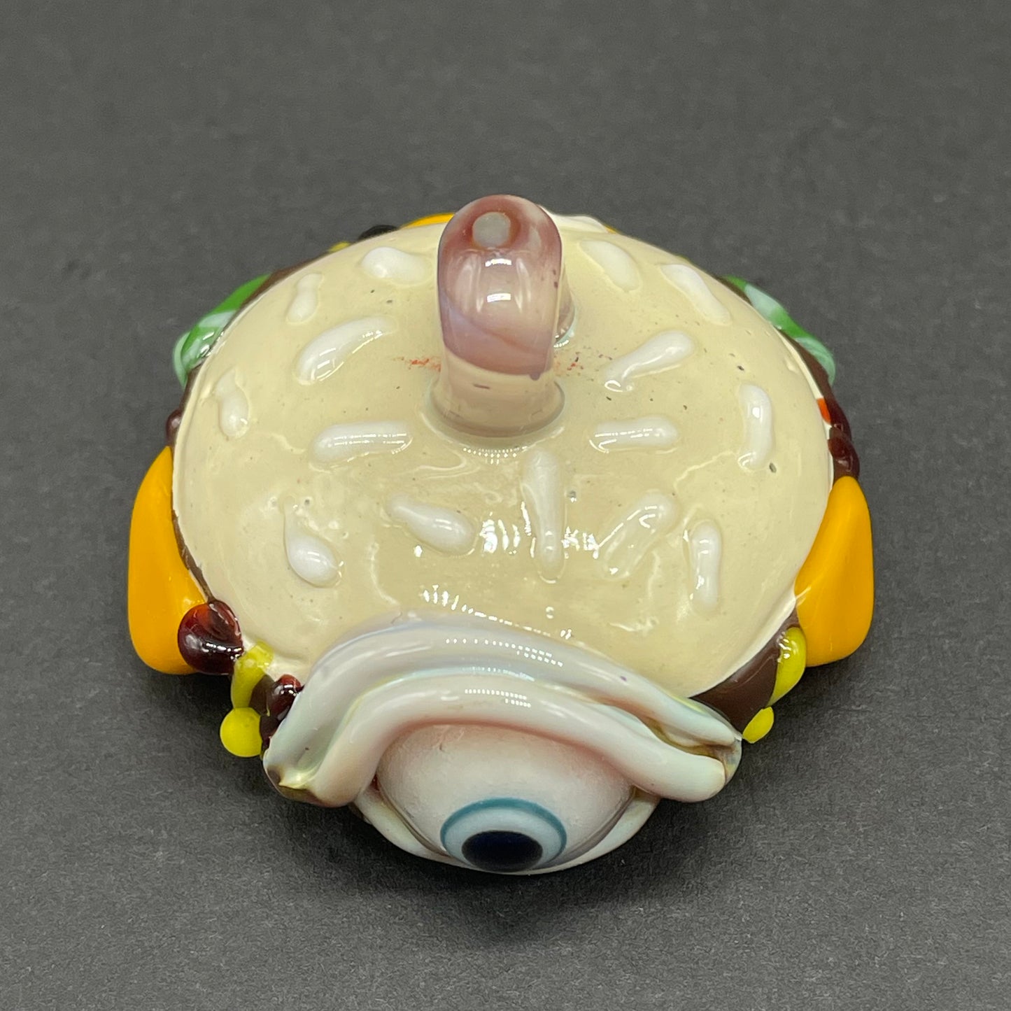 Eye love cheeseburger pendant craftsmanship - artisan glass work