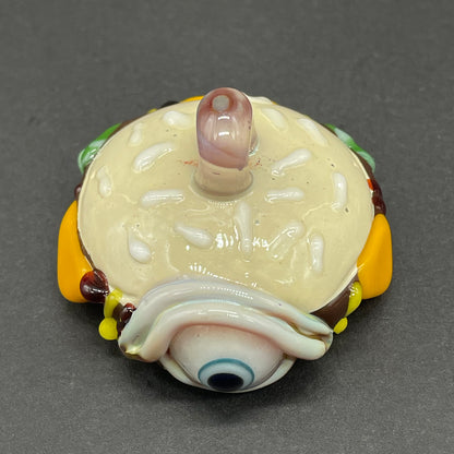 Eye love cheeseburger pendant craftsmanship - artisan glass work