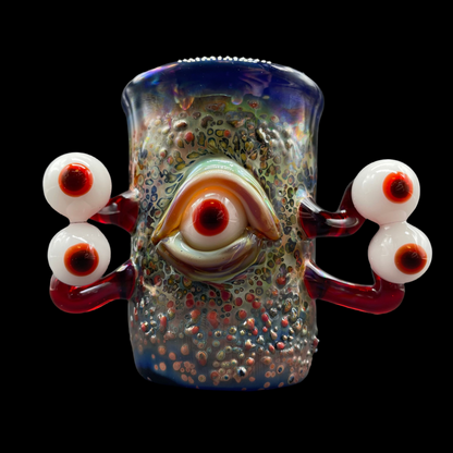 Hand-blown glass Eyestalker shot glass by Leviathan Glass