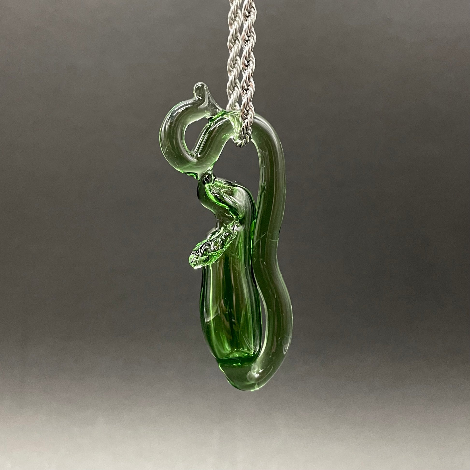 Hand-blown glass Pitcher plant pendant by Leviathan Glass