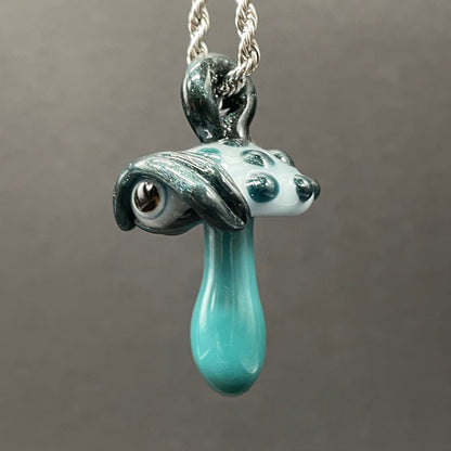 Cyclops mushroom pendant craftsmanship - artisan glass work