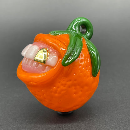 Toothy orange pendant glass art - premium handcrafted piece