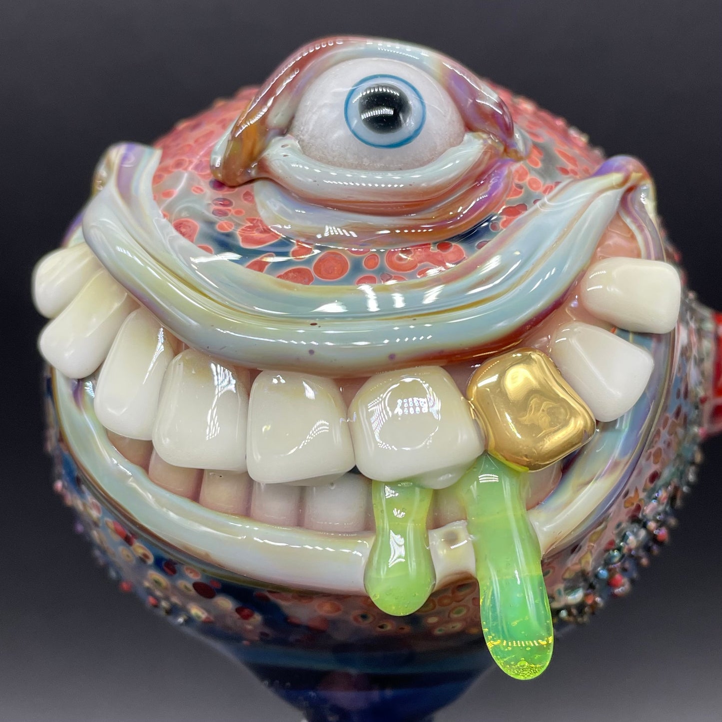 Hand blown glass monster watering globe