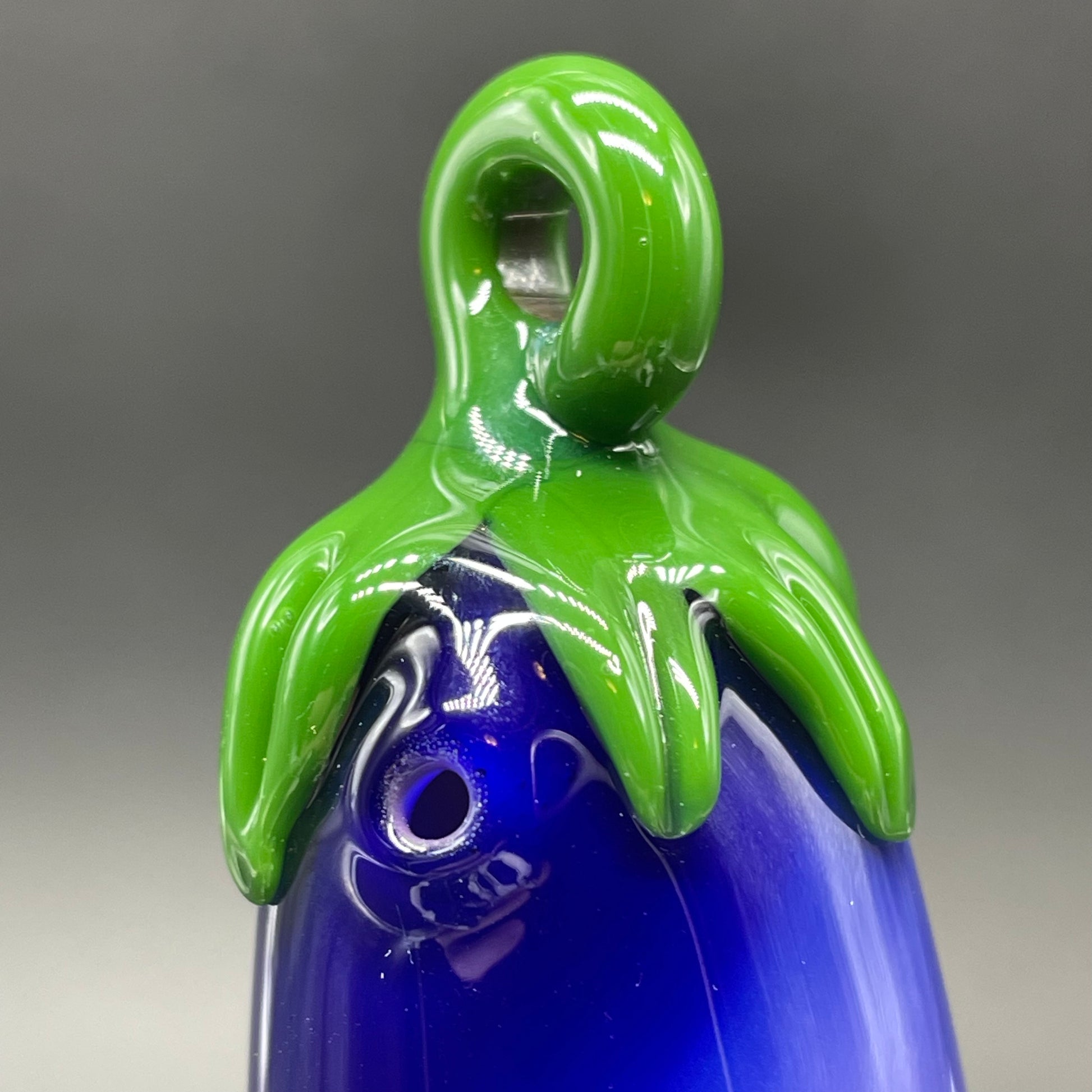 Eggplant ornament by Leviathan Glass - artisan detail