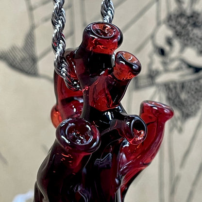 Artisan glass Heart pendant - detailed craftsmanship