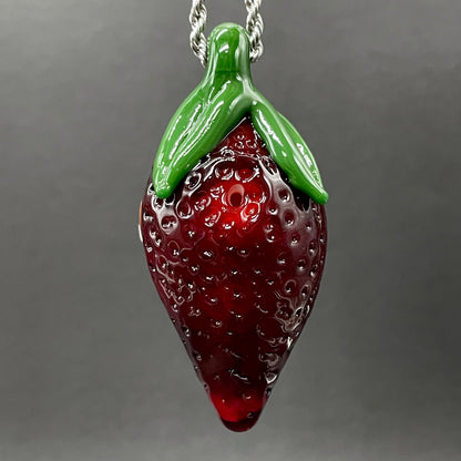 Artisan glass Toothy strawberry pendant - detailed craftsmanship