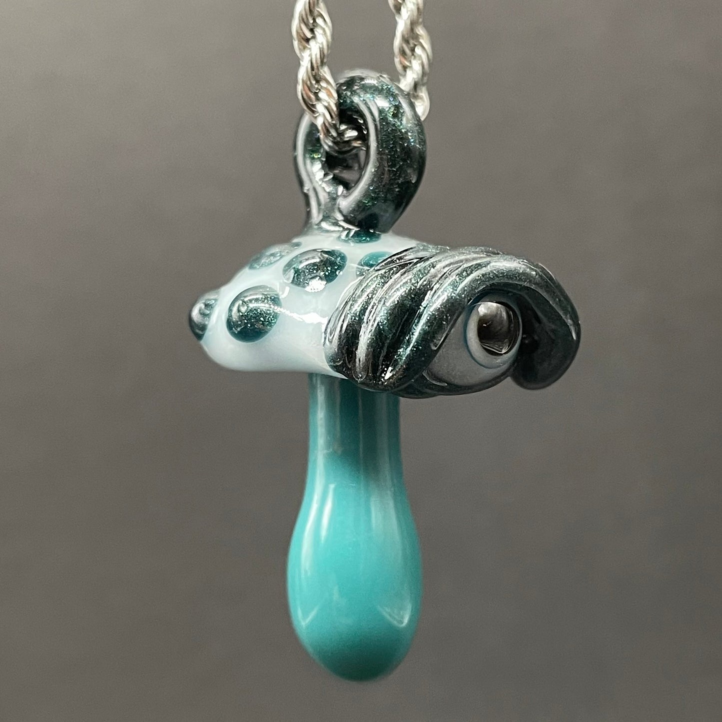 Leviathan Glass Cyclops mushroom pendant - hand-blown art