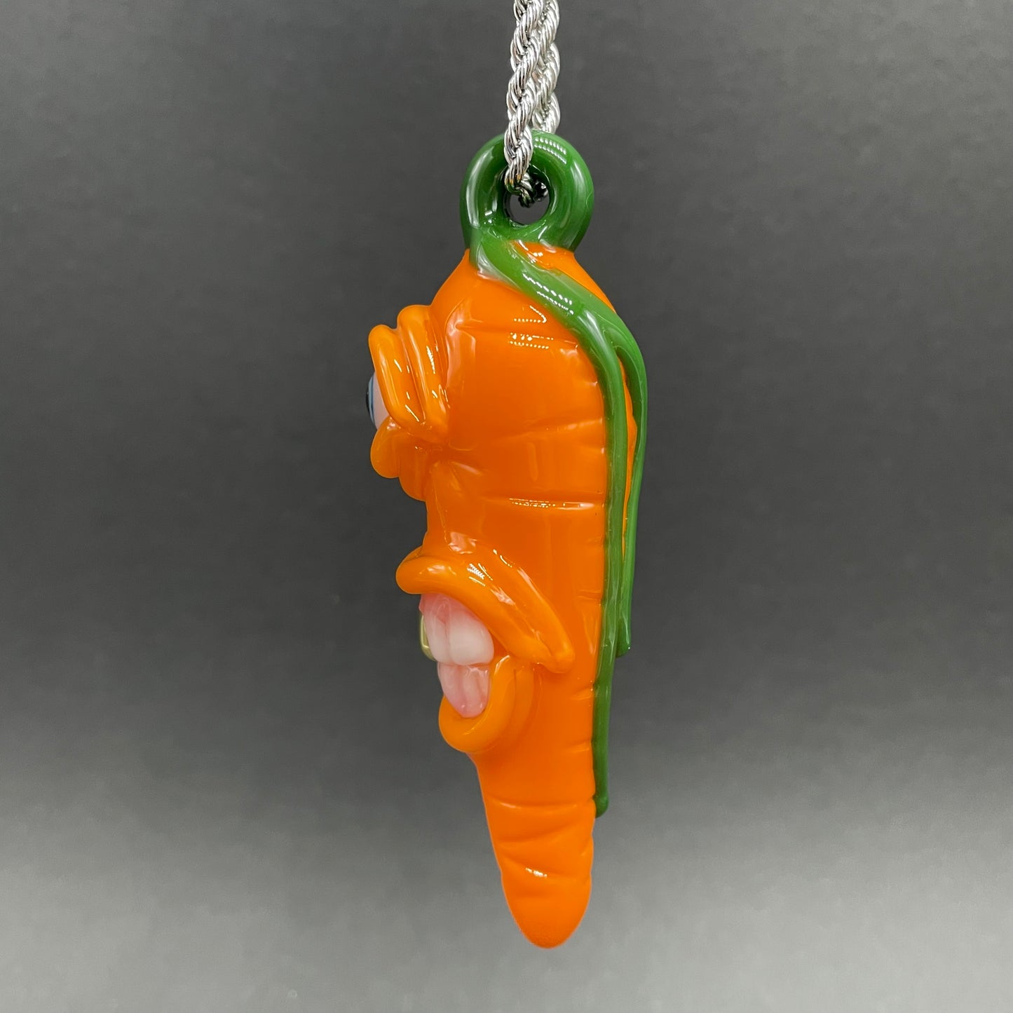 Glass carrot pendant craftsmanship - artisan glass work