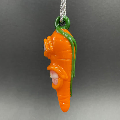 Glass carrot pendant craftsmanship - artisan glass work