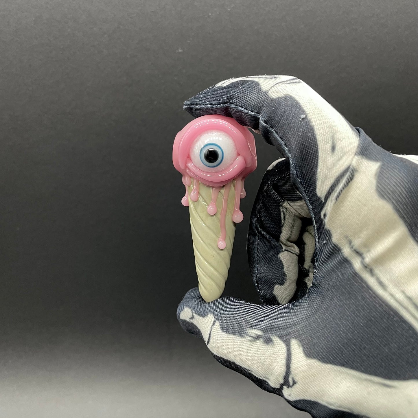 Hand-blown Eye scream cone pendant - Leviathan Glass original