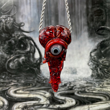 Hand-blown glass Brain pendant by Leviathan Glass