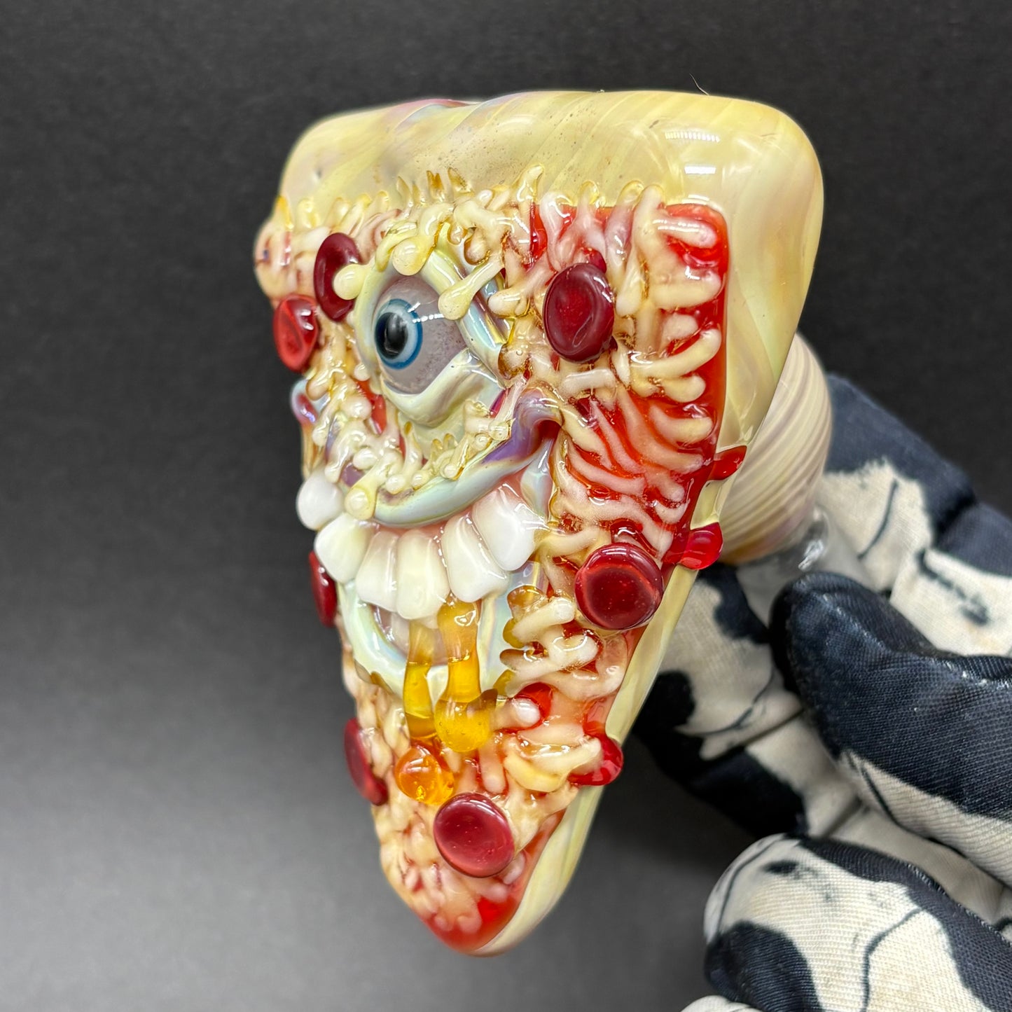 Pizza ash catcher 14mm 45° glass art - premium handcrafted piece