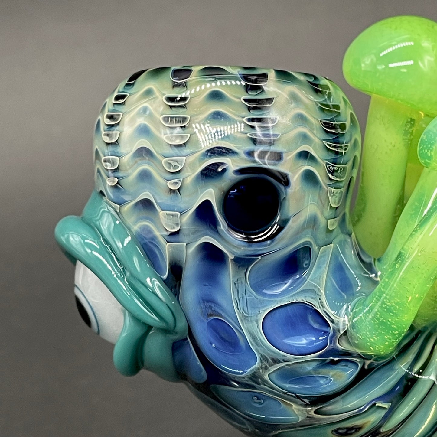 Hand-blown Slime Green Mushroom Sherlock - Leviathan Glass original
