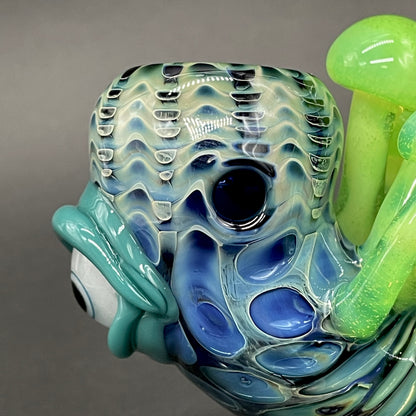 Hand-blown Slime Green Mushroom Sherlock - Leviathan Glass original
