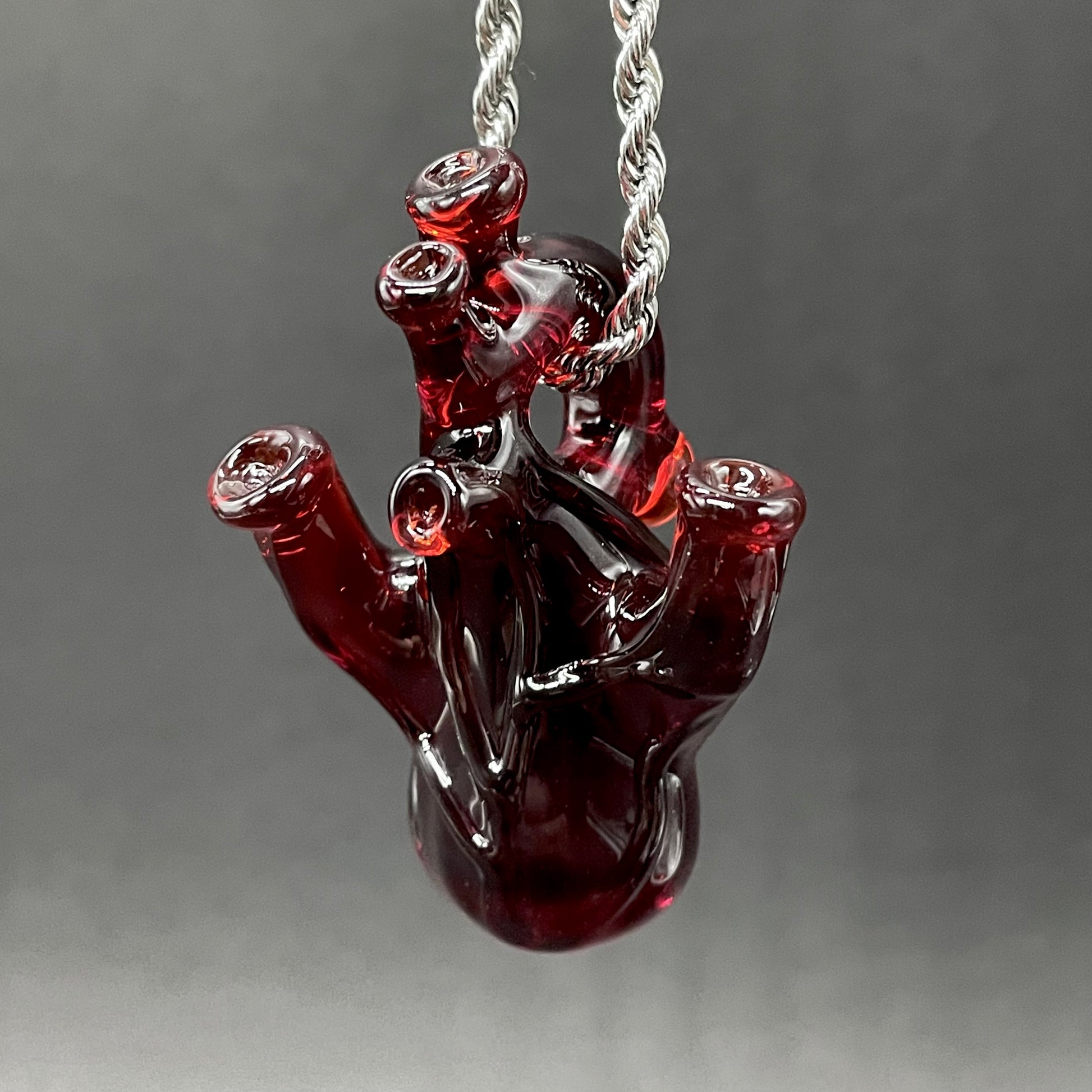Heart pendant detail view - premium glass art
