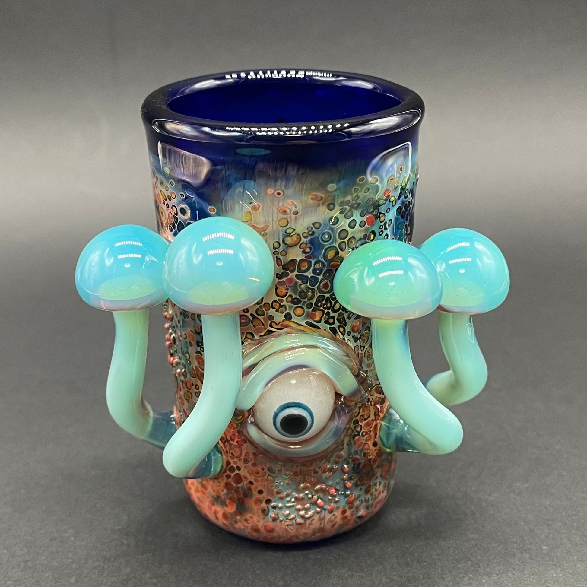 Marina mushroom shot glass by Leviathan Glass - artisan detail