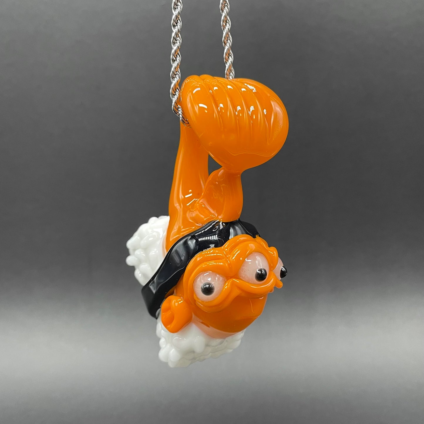 Mutant three eyed fish sushi glass pendant