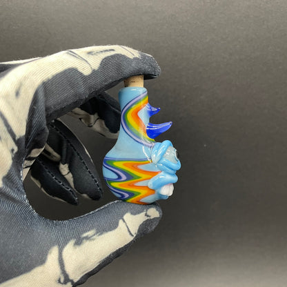 Rainbow cork bottle pendant by Leviathan Glass - artisan detail
