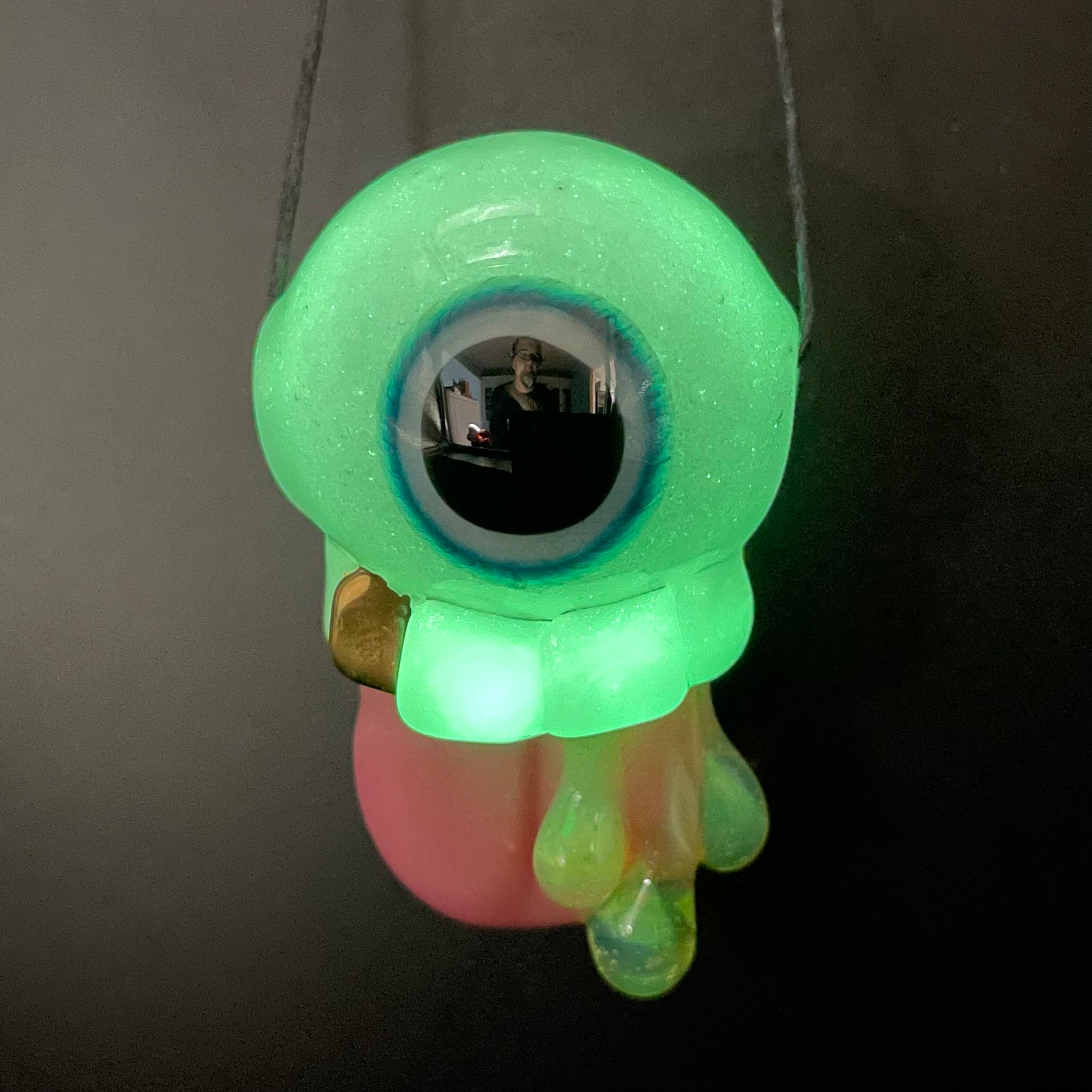 Hand-blown Glow in the dark eye pendant - Leviathan Glass original