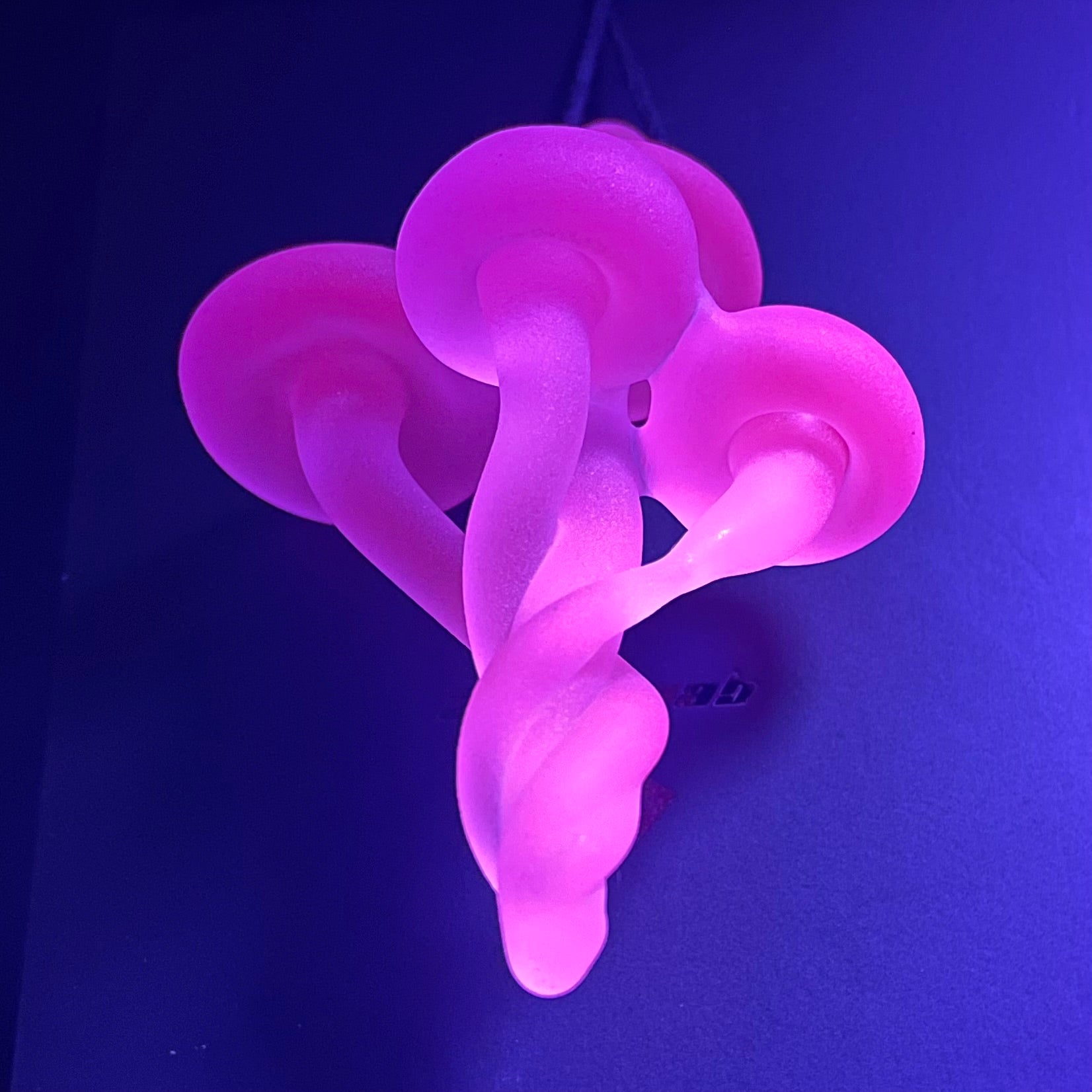 Hand-blown Blacklight mushroom pendant - Leviathan Glass original