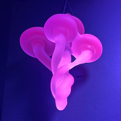 Hand-blown Blacklight mushroom pendant - Leviathan Glass original