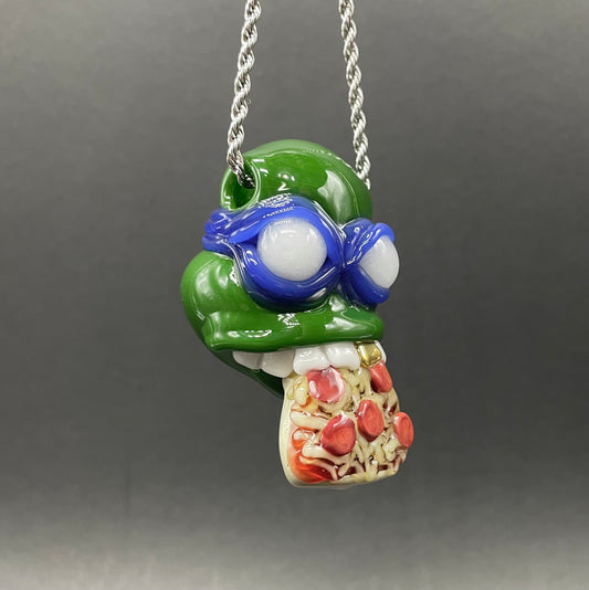 Leonardo Ninja TurtleHandblown Pendant, TMNT Inspired Collectible glass necklace