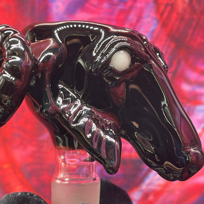 Hand-blown 14mm black Philip slide - Leviathan Glass original