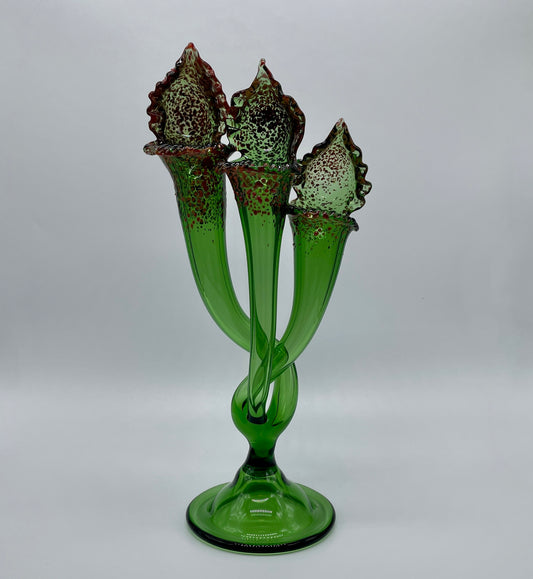 3 stem pitcher plant sculpture detail view - premium glass art
