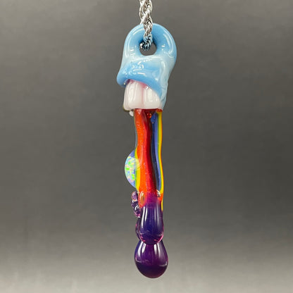 Hand-blown Glass opal rainbow tongue pendant - Leviathan Glass original