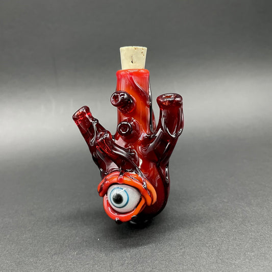 Hand-blown glass Anatomical glass heart cork jar pendant by Leviathan Glass