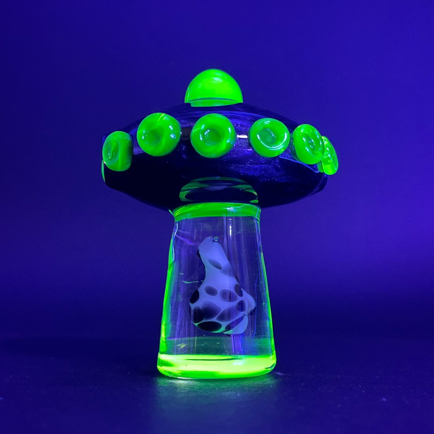Hand-blown Alien abduction pendant (cow) - Leviathan Glass original
