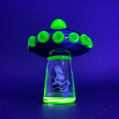 Hand-blown Alien abduction pendant (cow) - Leviathan Glass original