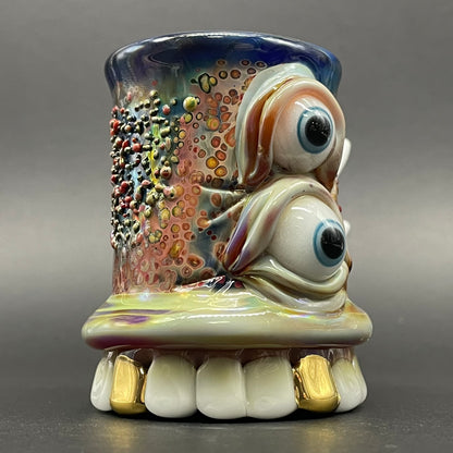chompers shot glass with a mouth full of teeth craftsmanship - artisan glass work