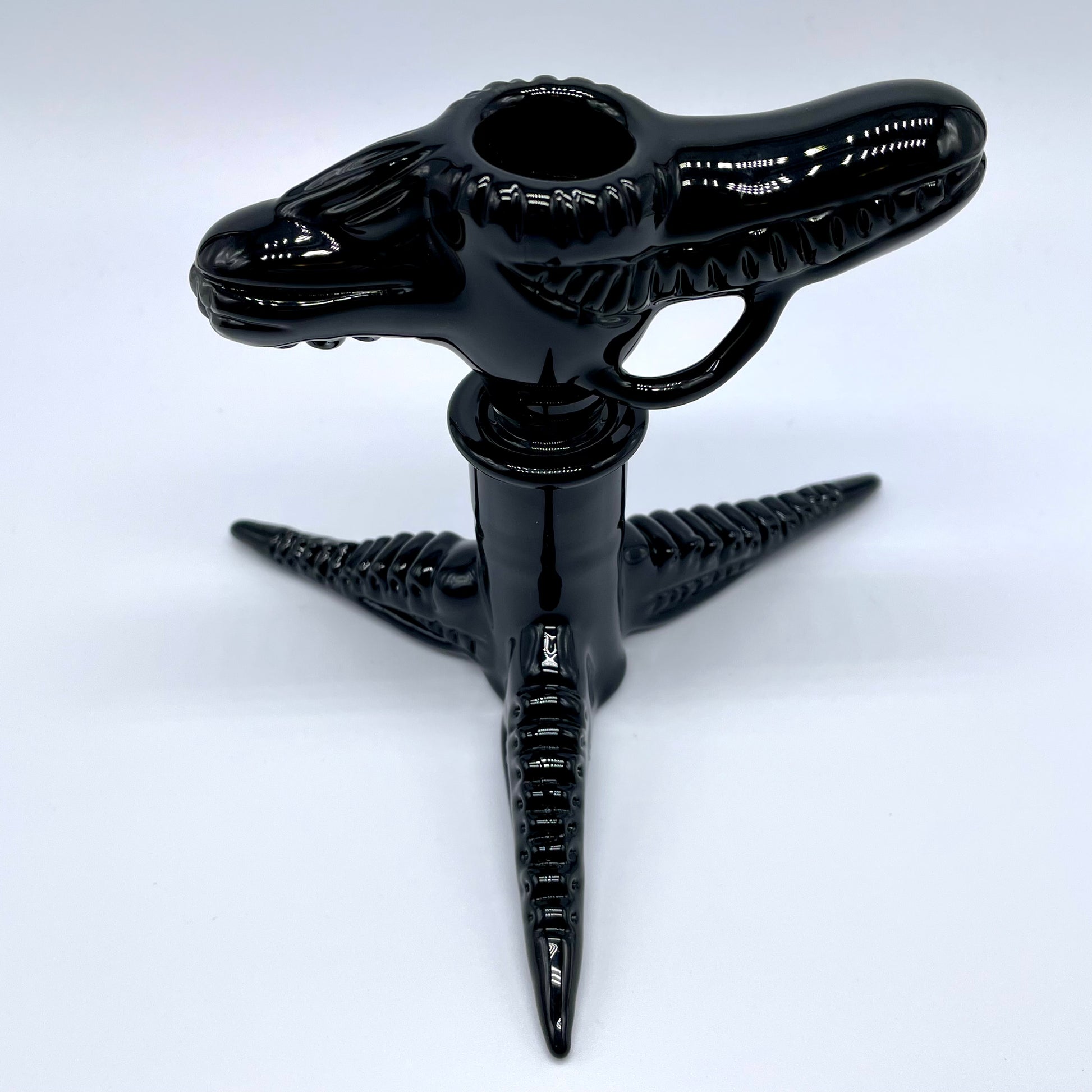 Hand-blown 18mm xenomorph slide with stand - Leviathan Glass original