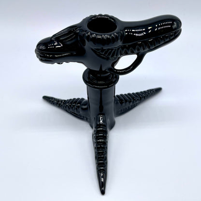 Hand-blown 18mm xenomorph slide with stand - Leviathan Glass original