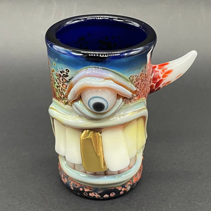 Artisan glass Big tooth Cyclops shot glass - detailed craftsmanship