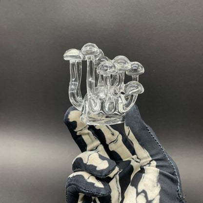 Artisan glass Handblown Clear Glass Mushroom Sculpture Psychedelic Cluster Art Piece - detailed craftsmanship