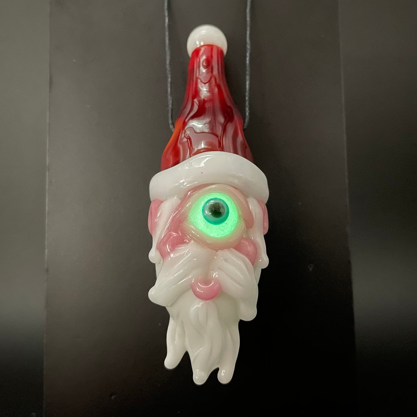 Hand-blown Cyclops Santa glass pendant - Leviathan Glass original