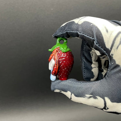 Toothy strawberry pendant craftsmanship - artisan glass work