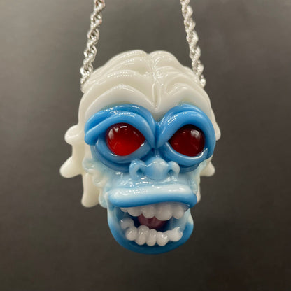 Blown glass yeti pendant