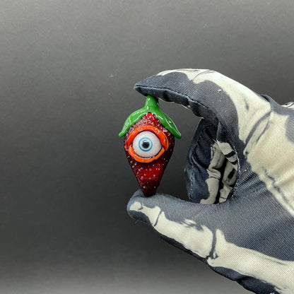 Hand-blown Cyclops strawberry pendant - Leviathan Glass original