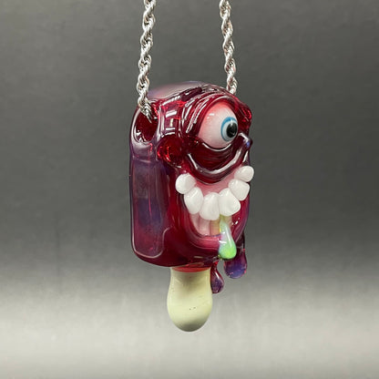 Drippy popsicle pendant detail view - premium glass art