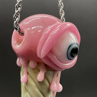 Hand-blown Eye scream cone pendant - Leviathan Glass original
